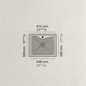 CITY 1C Évier en Résine 1 Bac 61,5×50,5x22cm Marron Mat BR330C