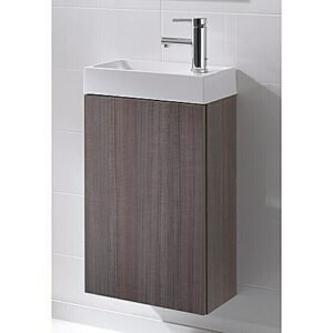 Set Meuble Mini Susp Brun Foncé 1P 44×22,4x56cm +Lav Blanc STONE ROCK