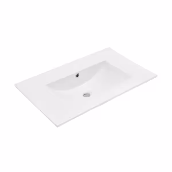 Lavabo à Encastrer avec Bac à Gauche 91x49cm Blanc