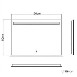 Miroir Led ECO One Led 120x80cm avec Interrupteur One Touch