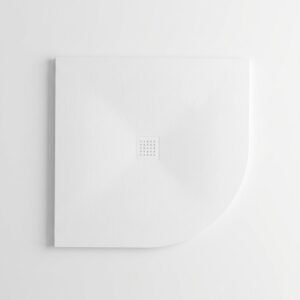 Receveur de Douche en Résine Semi-Circulaire Blanc 80x80cm + Bonde + Grille