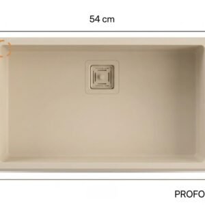 GANDIA 50 Évier en Résine 1 Bac 54×44,5x20cm Beige Mat PU194C
