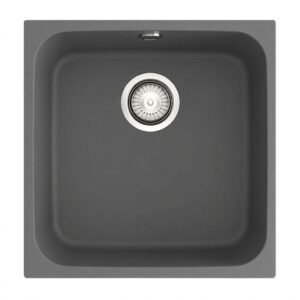 GANDIA 50 Évier en Résine 1 Bac 54×44,5x20cm Gris Mat AS194C