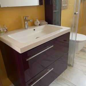 Set Meuble Susp 2T ELEA 90×48,8x59cm Violet +Lav ROYO 91x50cm Blanc 122467