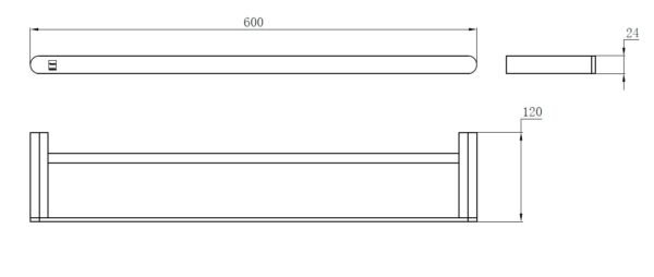 Porte Serviette Double 60cm ROOMS Chrome 170990200 – Image 2
