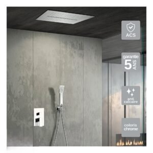 Colonne de Douche Mono à Encastrer MALAGA avec Plafonnier Pluie Chrome GTS020