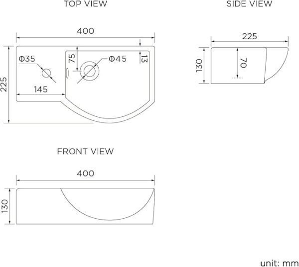 Vasque à fixer Mini LAPIANO 44x22,4x56cm 4079 – Image 2
