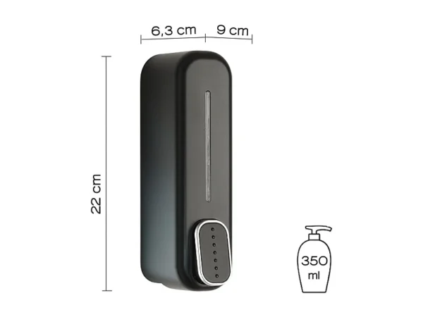 Distributeur Mural de Savon liquide 350ml Noir Mat ADJ013/NG – Image 2