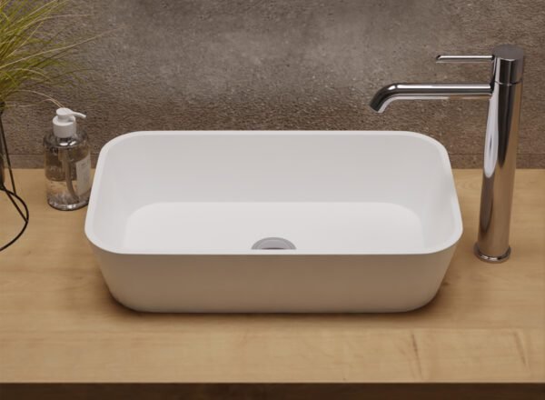 Vasque à Poser BIEL 47x28x11cm Corian Blanc Mat – Image 2