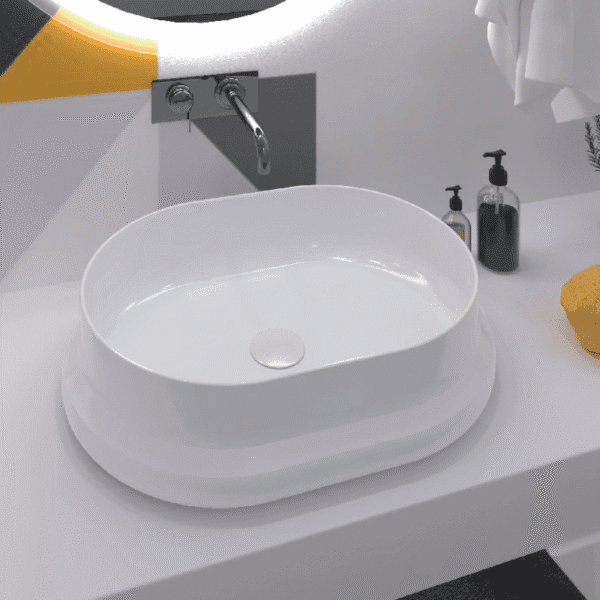 Vasque à Poser CINCA 57x42x15cm Blanc Brillant – Image 2
