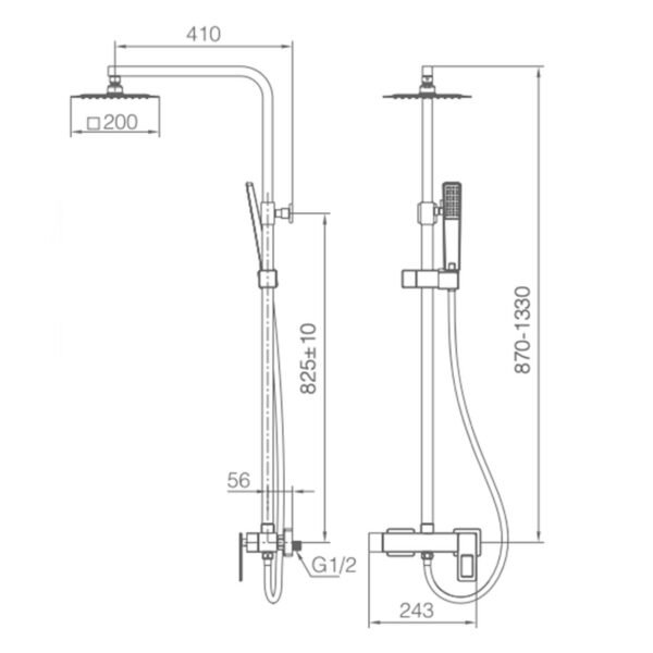 Colonne de Douche Mono SUECIA Chrome BDC032 – Image 2