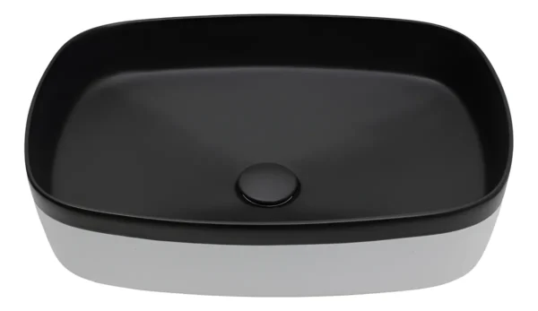 Vasque à Poser 3016CA05M 57,5x33x16cm Ext Blanc Rugueux Mat/Int Noir Mix