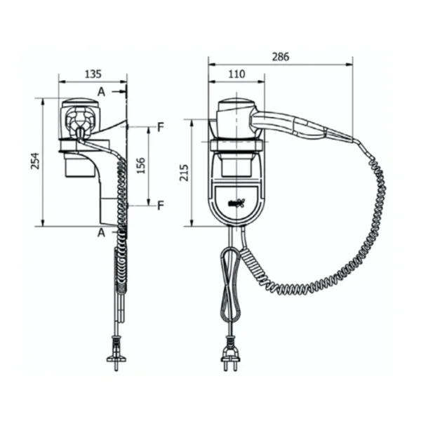 Sèche Cheveux Mural Blanc 06243074 – Image 2