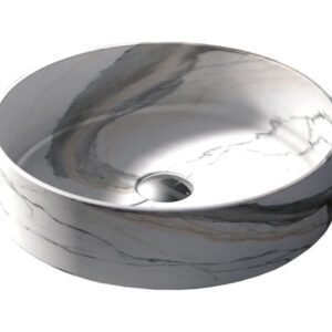 Vasque à Poser GARDA 35,5x11,5cm Blanc Marbré Mat