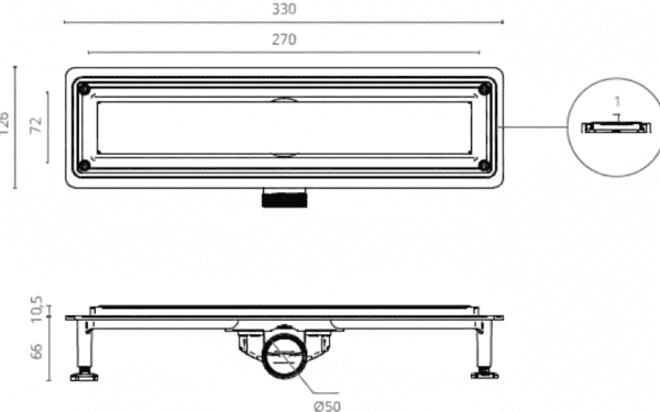 Caniveau de Douche FLOW SQUARE 330x60mm Chrome BK4024601 – Image 2