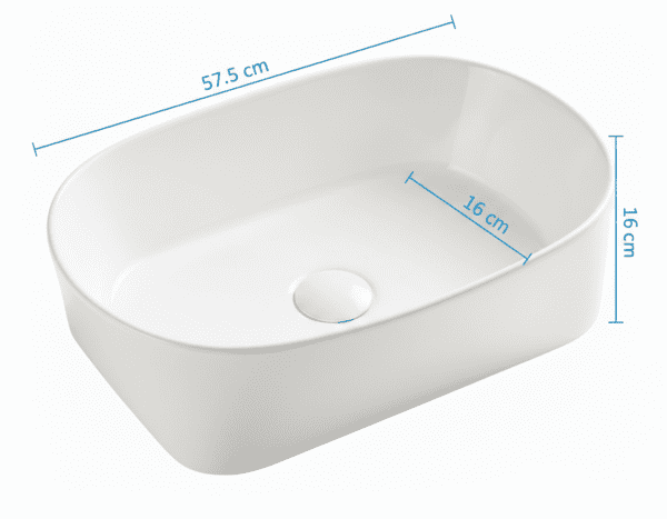 Vasque à Poser 3002MW 57,5x16cm Blanc Mat – Image 2