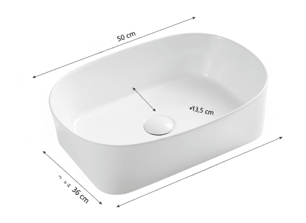Vasque à Poser 1010MB+MW 50x36x13,5cm Blanc/Noir Mat – Image 2