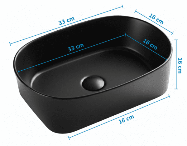 Vasque à Poser 3002MB 57,5x33x16cm Noir Mat – Image 2