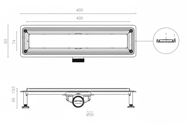 Caniveau de Douche à Carreler WAY LINE 400 x 60mm BK4024012 – Image 2