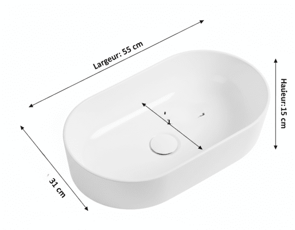 Vasque à Poser 1003MW 55x31x15cm Blanc Mat – Image 2