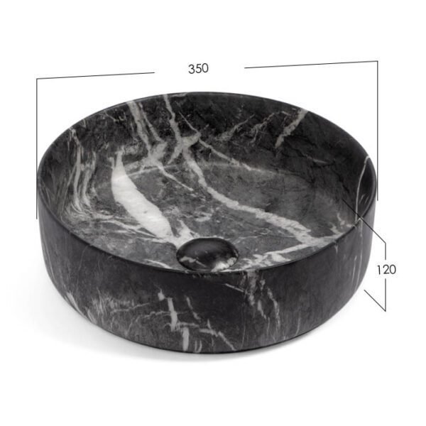 Vasque à Poser COMO 35,5x11,5cm Noir Marbré Mat – Image 2