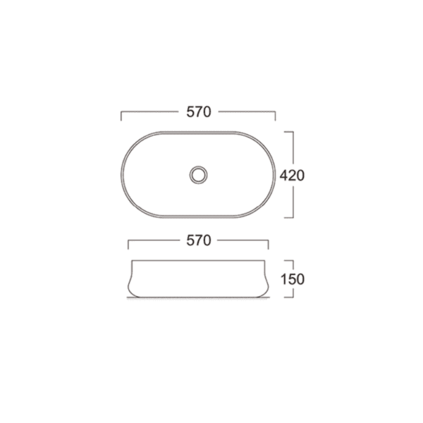 Vasque à Poser CINCA 57x42x15cm Blanc Brillant – Image 3