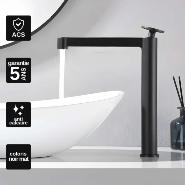Mitigeur Lavabo Bec Haut OLIMPO Noir BDC033-3NG – Image 2