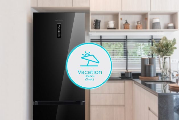 Frigo Combi EAS ELECTRIC 185,8x59,5x66cm 216+122Litres Cristal Noir EMC186ASGN – Image 3