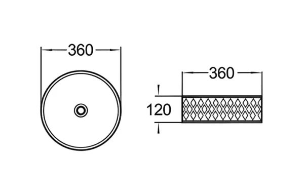Vasque à Poser 3017CWBK-MRS 36,5x12cm Ext Blanc Rugueux Mat/Int Noir Mix – Image 2