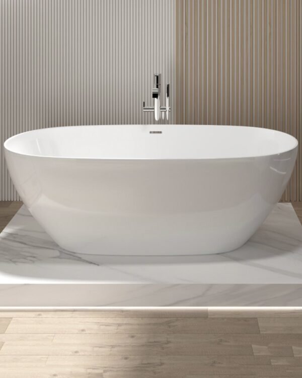 Baignoire en Acrylique LOIRA Blanc Mat avec Vidage Automatique 170x75x59cm – Image 2