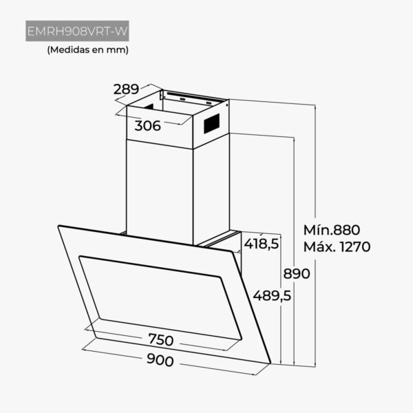 Hotte Murale Inclinée EAS ELECTRIC 90cm Verre Noir EMRH908VRT-N – Image 2
