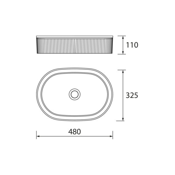 Vasque à Poser 3018CA05M 49x31x13cm Ext Blanc Rugueux Mat/Int Noir Mix – Image 2