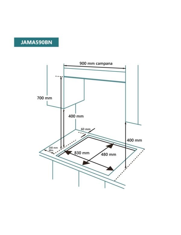 Plaque à gaz JOHNSON Top en Verre Noir 5 Foyers 90cm JAMA590BN – Image 2