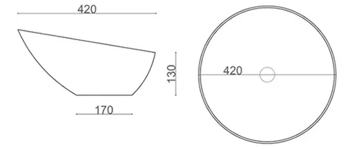 Vasque à poser en Pierre ADWA 42x13cm Gris Foncé Mat/Interieur Noir Brillant – Image 2