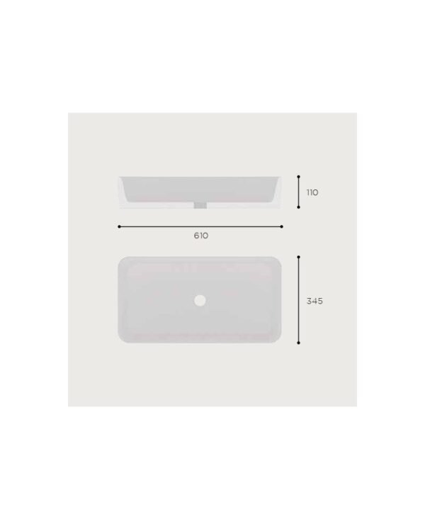 Vasque à Poser FOGO 61x34,5x11cm Blanc Mat – Image 2