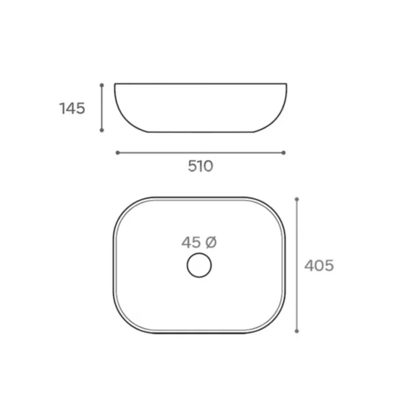 Vasque à Poser BEIRA 51x40,5x14,5cm Blanc Contours Noirs – Image 3
