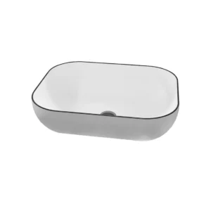 Vasque à Poser BEIRA 51x40,5x14,5cm Blanc Contours Noirs