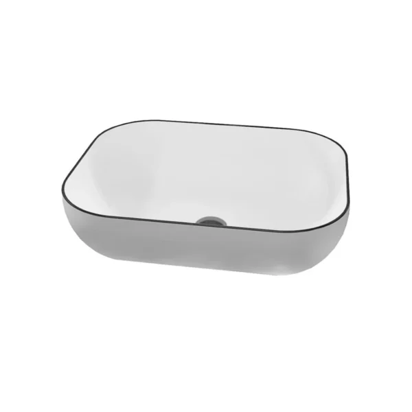 Vasque à Poser BEIRA 51x40,5x14,5cm Blanc Contours Noirs