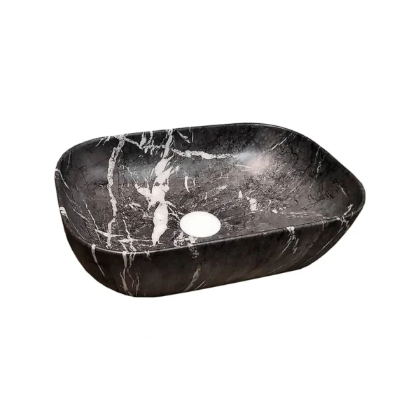 Vasque à Poser ISEO 46,5x33x13cm Calacata Noir Mat – Image 2