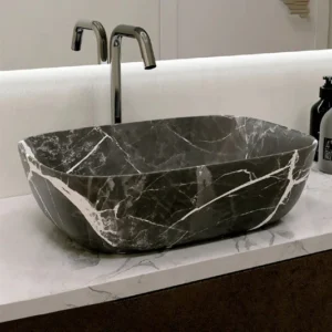 Vasque à Poser ISEO 46,5x33x13cm Calacata Noir Mat