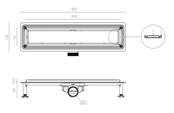 Caniveau de Douche à Carreler WAY LINE 800 x 60mm BK4024050 – Image 5