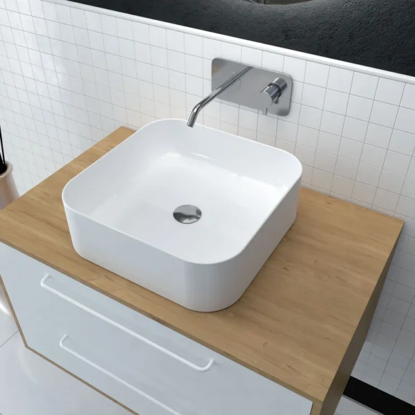 Vasque à Poser 1011GW 40x40x13,5cm Blanc Brillant