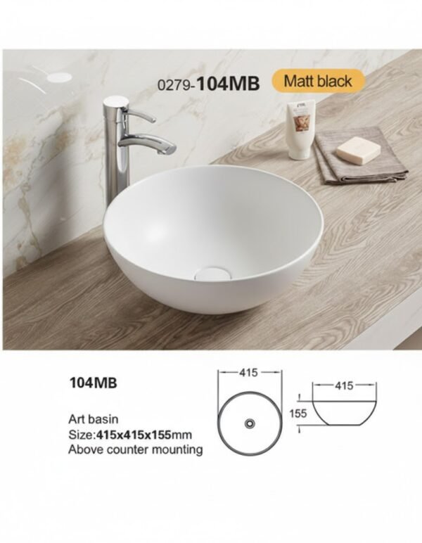 Vasque à Poser BOL Extra Fin 40x15,5cm Blanc Mat – Image 2