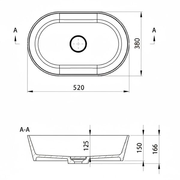 Vasque à Poser 2003GW 52x38,5x15,5cm Blanc Brillant – Image 2