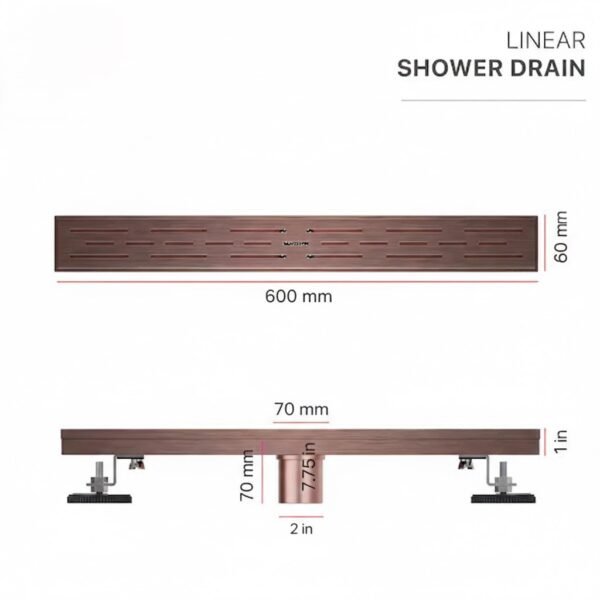 Caniveau de Douche WAY SQUARE 600x60mm Bronze BK4024135 – Image 2
