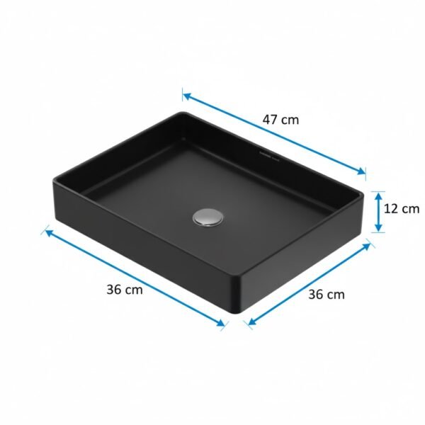 Vasque à Poser 2010MB 47x36x12cm Noir Mat – Image 2