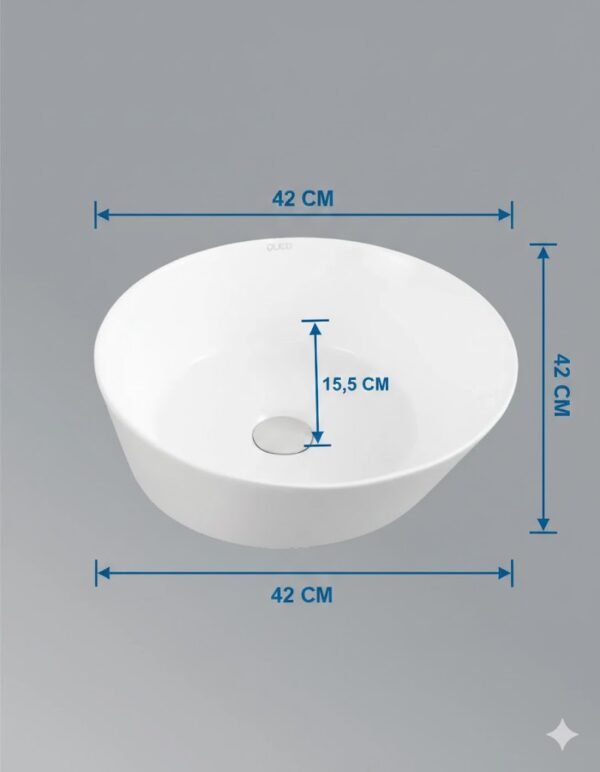 Vasque à Poser 2004GW 42x42x15,5cm Blanc Brillant – Image 2