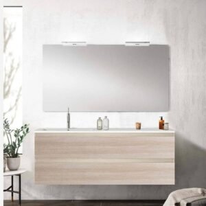 Set Meuble Susp 2T NOA 120x45x55cm Chêne Gris+ Lav Gauche 121cm Blanc 65C14/120