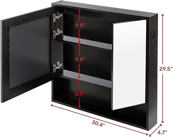 Miroir Pharmacie LISBOA 2P Ebony 90x75x14,5cm CJBANY3242 – Image 2
