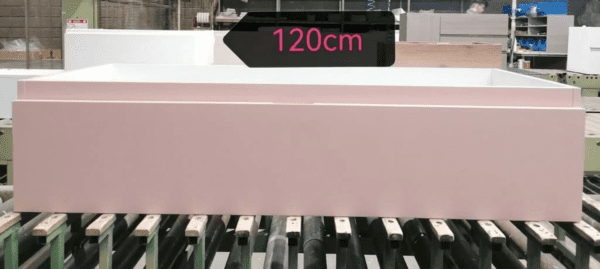 Meuble Susp 1T NOA APOLOSE+Plan en Bois pour Vasque Droit 101x46x26cm Rose Clair Mat NOMPT100